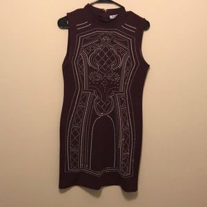 Dark Wine Body Hug Mini Dress